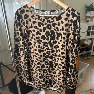 Pink Clover Leopard Print Women's Top - Brown and Black